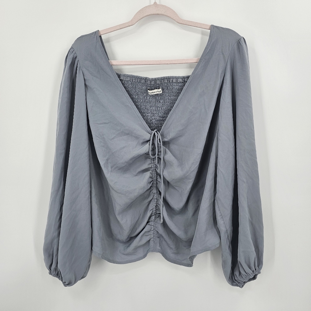 Abercrombie & Fitch Gray Ruched Blouse